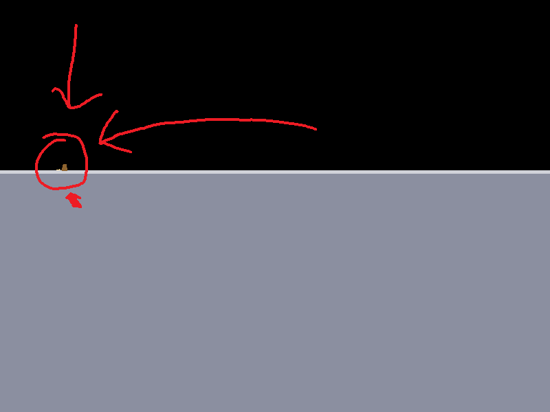 A view of the horizon, with something too far away to make out circled.