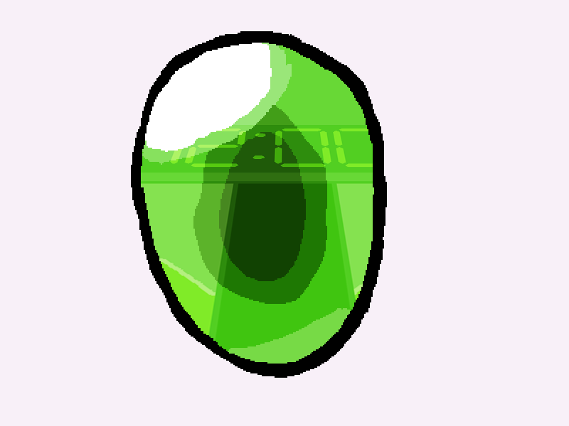 The opening door reflected in the robot's eye.