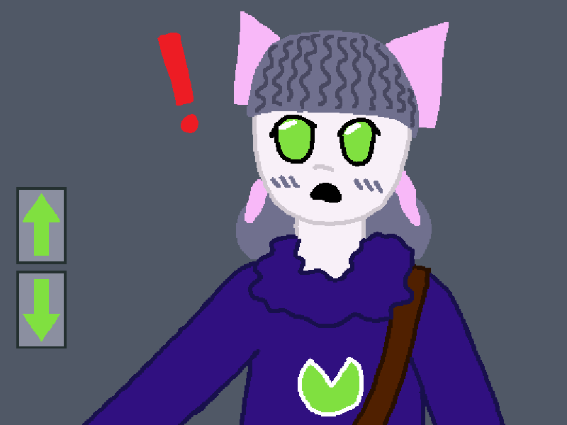 The robot is shocked as the elevator comes to a halt.