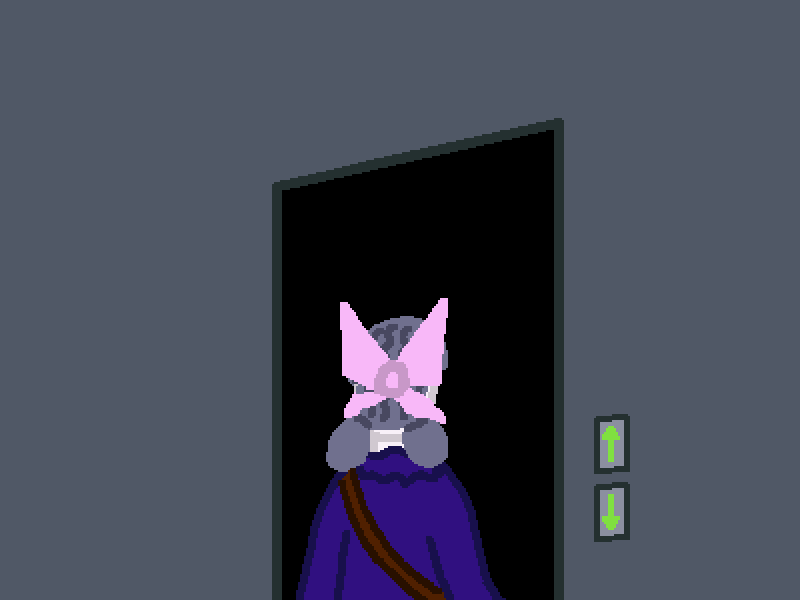 The elevator's doors open.